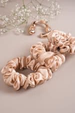 Champagne Gold Silk Scrunchies - Pack of 3 - Image 6