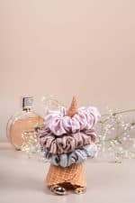 Mocha Gold Silk Scrunchies - Pack of 3 - Image 6