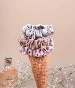 Mocha Gold Silk Scrunchies - Pack of 3