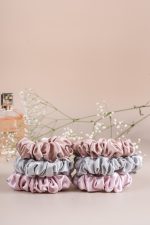 Mocha Gold Silk Scrunchies - Pack of 3 - Image 8