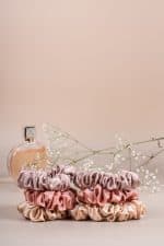 Champagne Gold Silk Scrunchies - Pack of 3 - Image 7