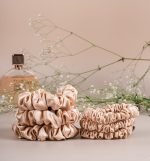 Champagne Gold Silk Scrunchies - Pack of 3 - Image 5