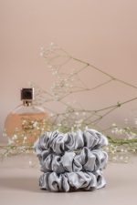 Luna Silver Silk Scrunchies - Pack of 3 - Image 5
